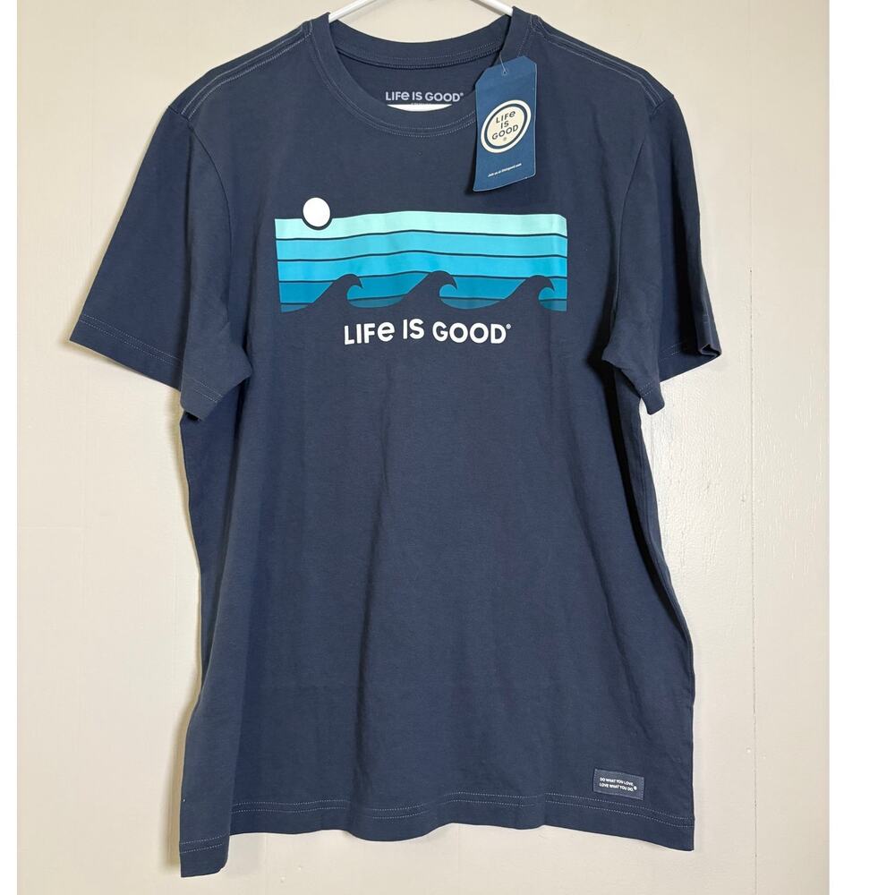 Life Is Good Men's Crusher Surfer Tee Triple Wave Size Medium BNWT